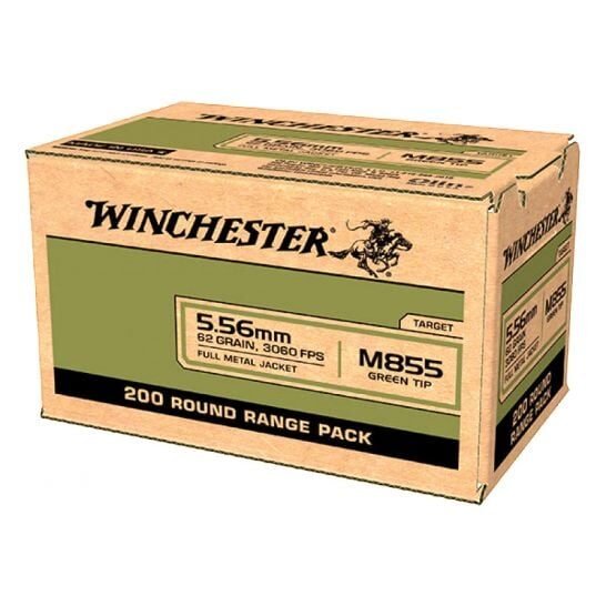 winchester-m855-62-gr-fmj-green-tip-5-56x45mm-ammunition-200-rounds Winchester M855 5.56 Bulk Ammo 62 Gr FMJ Green Tip 200rds - WM855200 - Image 1